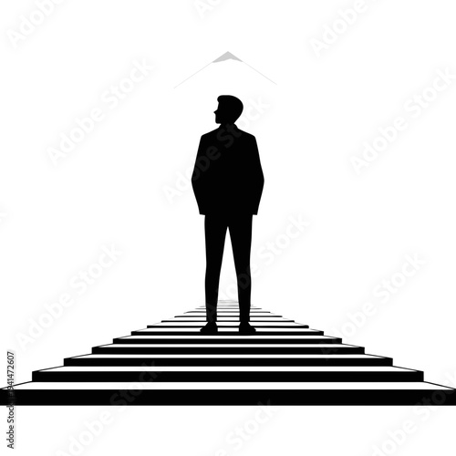 minimalist standing man silhouette formal posture perfectionist vector