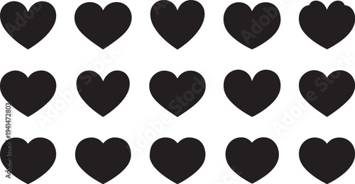 Black hearts on white background seamless pattern design