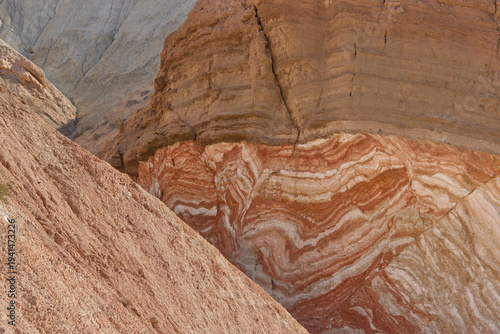 Badlands at sunset in the Gorafe Desert, Los Coloraos, Granada Geopark. Spain