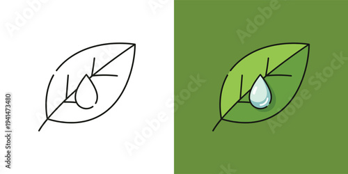 Vibrant green leaf gently holding a glistening water drop, symbolizing growth, purity, and eco-friendly sustainability, representing natural freshness and vital life force