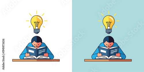 An individual deeply engrossed in reading, symbolizing the journey of learning, the spark of new ideas, and the development of knowledge and insight