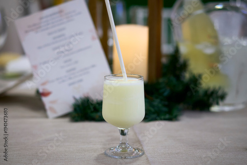 Lemon sorbet served between courses during a wedding. Andalusia, Spain