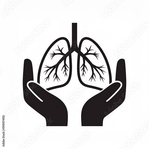 Human lungs anatomy illustration black and white medical health vector graphic