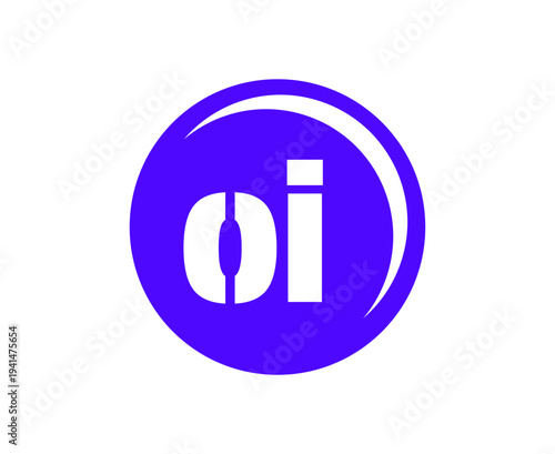 OI sport emblem or team logotype. Ball logo with a combination of Initial letter O and I for balls shop, sports company, training, club badge.