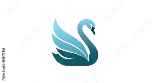 Elegant Blue Swan Logo Design.