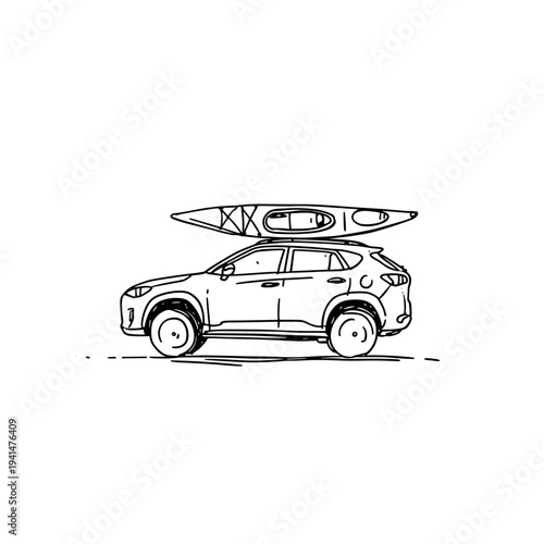 Minimalist SUV with Kayak Roof Rack Mounts