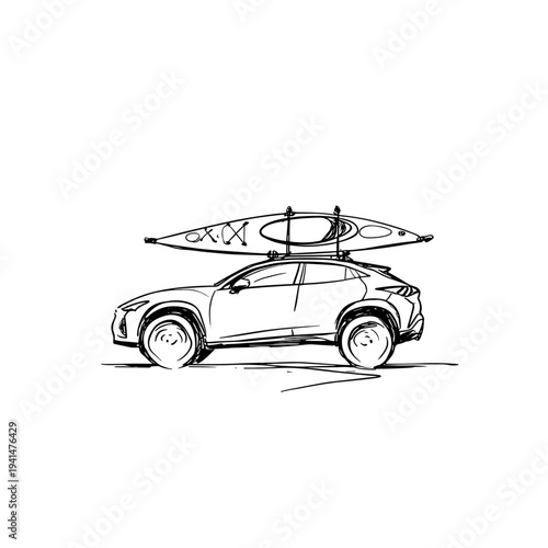 Minimalist SUV with Kayak Roof Rack Mounts