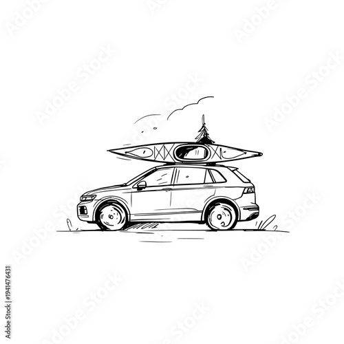 Minimalist SUV with Kayak Roof Rack Mounts
