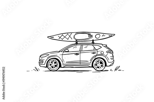Minimalist SUV with Kayak Roof Rack Mounts