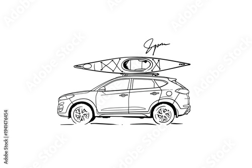 Minimalist SUV with Kayak Roof Rack Mounts