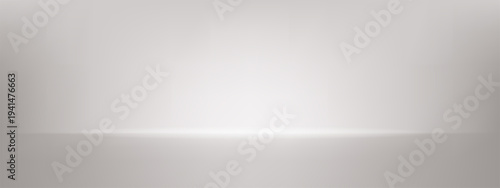 3d white limbo background. Ivory technology space with light texture and spotlight on horizon vector mockup. Cream bg with showroom and product display interior. Clean cosmetic gradient backdrop