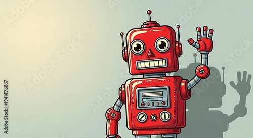 Cartoon robot greeting