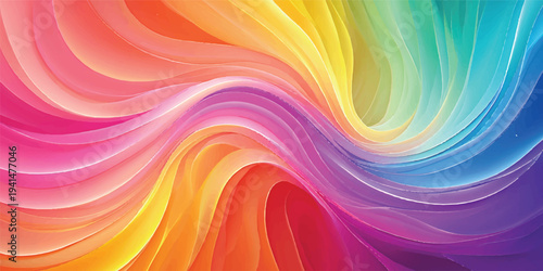 Abstract colorful background vector illustration featuring a bright rainbow swirl pattern with light waves and curved motion elements on a vibrant artistic backdrop texture