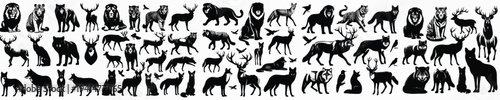 Vector set image silhouette of animal