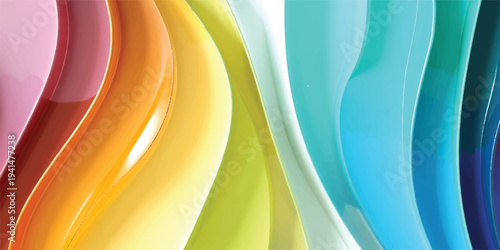 Abstract colorful background featuring soft blue and orange waves with artistic light curves and a flowing line pattern for a bright vector wallpaper design