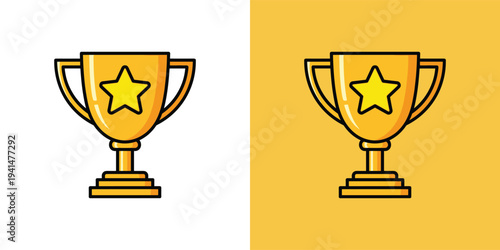 Vector illustration of a classic gold award trophy with a star, ideal for celebrating victory, recognizing merit, and symbolizing top performance and excellence