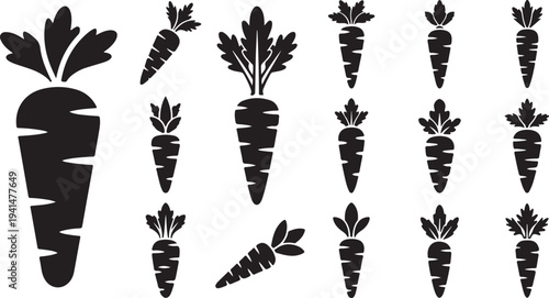 Black carrot silhouettes on white background illustration design