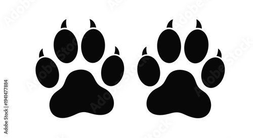 Two black paw prints displayed against a white background