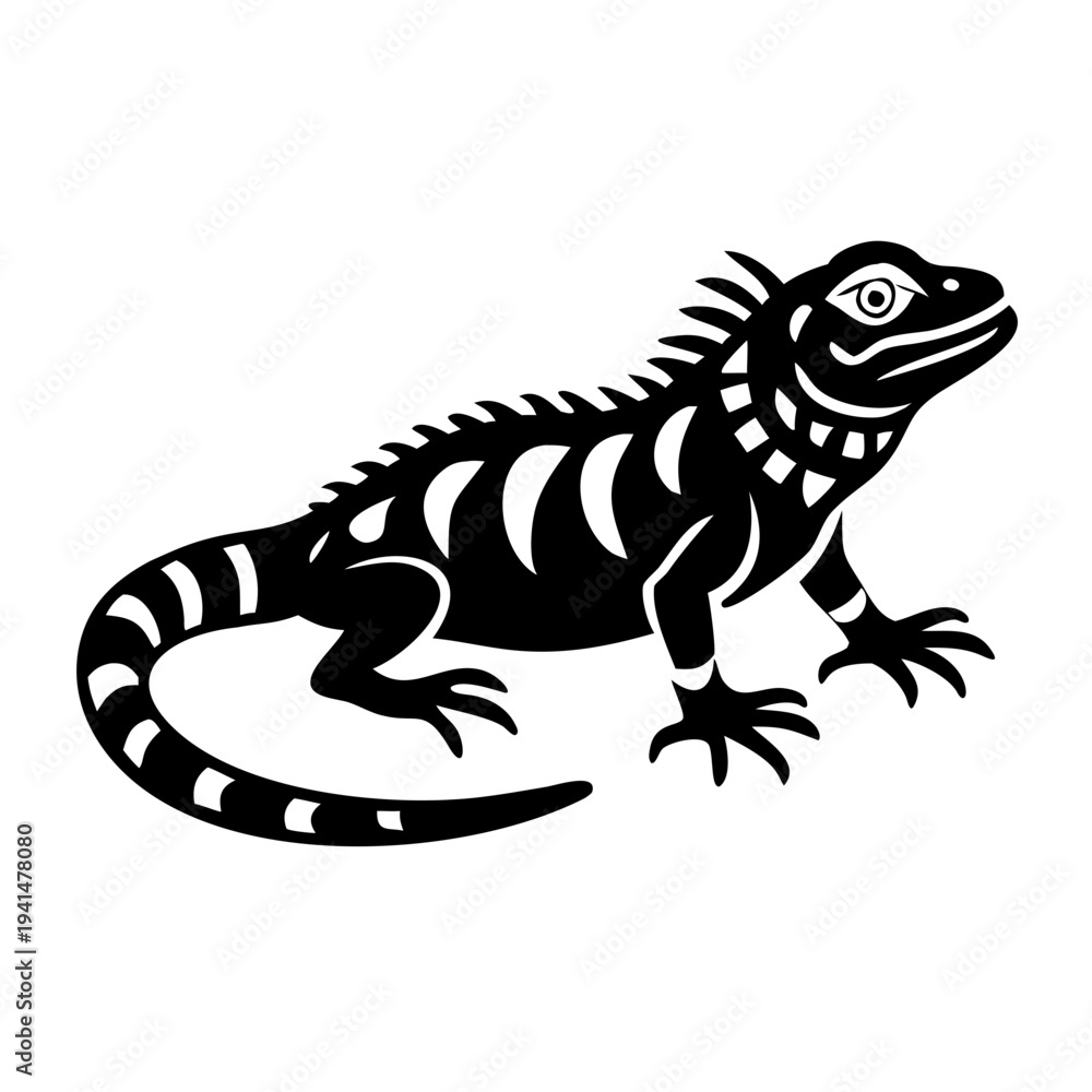 Fototapeta premium iguana reptile wildlife icon silhouette illustration for nature and tropical design
