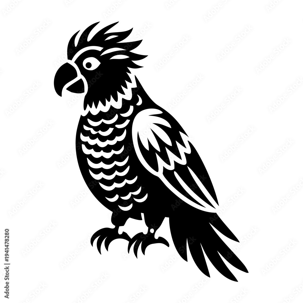 Fototapeta premium cockatoo parrot tropical bird icon silhouette illustration for nature and wildlife design