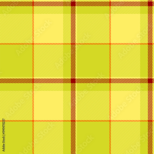 Trendy vector check seamless, garment background pattern fabric. Picture plaid tartan textile texture in lime and yellow colors.