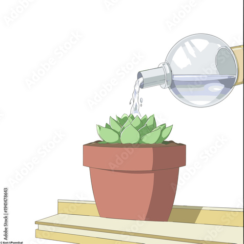 Minimalist Succulent Self Watering Globe Illustration