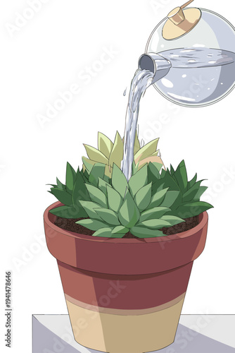 Minimalist Succulent Self Watering Globe Illustration
