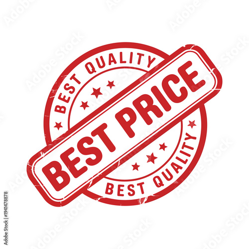 Best price best quality red grunge retro rubber stamp with stars isolated on transparent background vector illustration