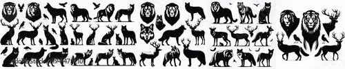 Vector set image silhouette of animal