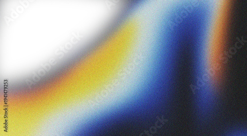 Foto Yellow and blue grainy gradient with bright light leak overlay element