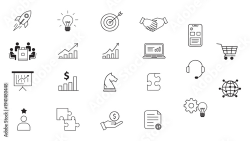 Business icons for presentations and marketing materials