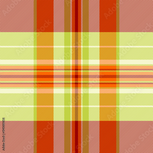 1950s tartan seamless plaid, sixties pattern textile vector. Curtain background check fabric texture in light goldenrod yellow and red colors.