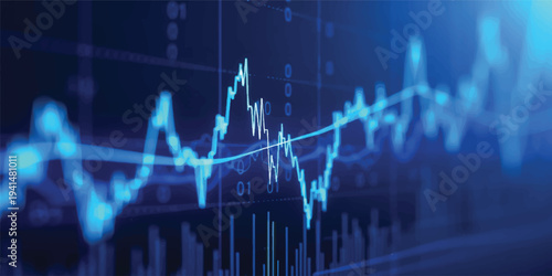 Abstract blue ecg heartbeat monitor line on a black background representing medical technology data and financial market trading chart pulse
