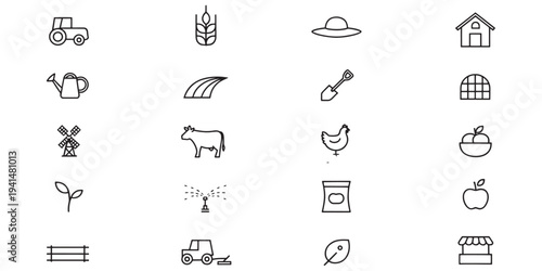 Farm icons for agriculture and rural life