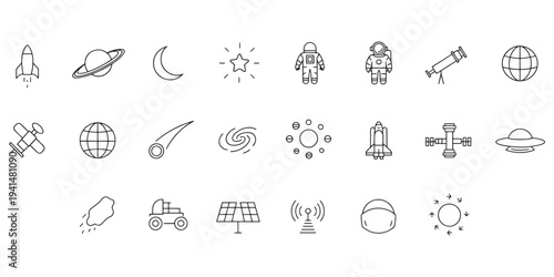 Space icons for astronomy and technology designs