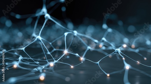 Digital neural network visualization with glowing nodes and connections symbolizing artificial intelligence learning system