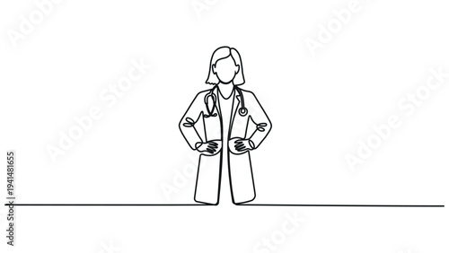 A doctor standing with hands on hips