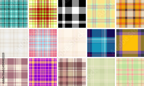 Plaid pattern pack for online marketplaces. Multi style tartan set increases listing value. Vector format expands applications.