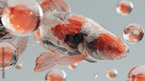 Wallpaper Mural Closeup Koi Shimmering With Crystal Bubbles, Detailed Scales And Droplets, Clinical Clarity And Highresolution Refraction Highlighting PDRN Molecular Aesthetic For Precision Branding Torontodigital.ca