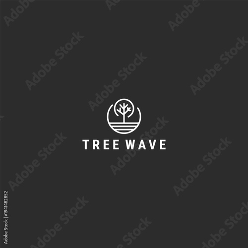 Tree wave logo icon design template vector illustration