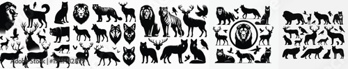 Vector set image silhouette of animal