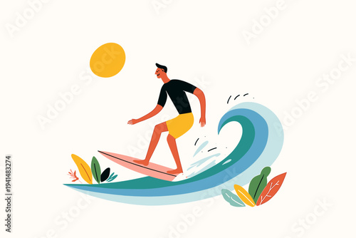 Surfer Carving Wave in UV Rashguard