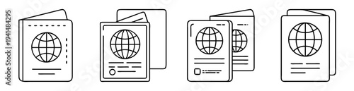 Minimalist passport icons representing international travel and documentation for identification