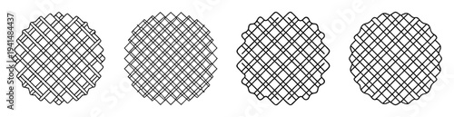 Four circular lattice patterns with varying edge styles on a white backdrop