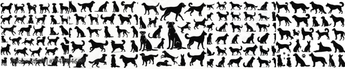 Vector set image silhouette of dog