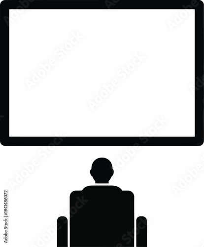 Home Theater Setup with Sofa and TV Screen Silhouette Vector