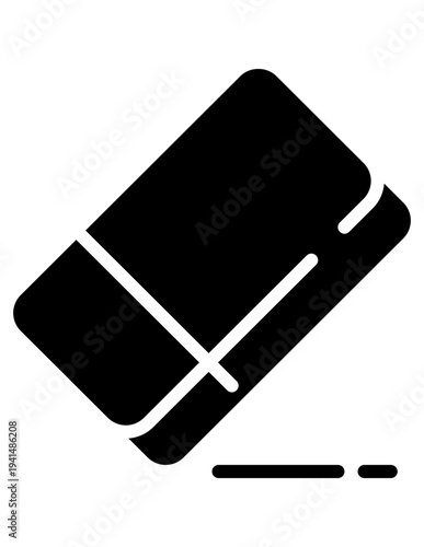 black and white eraser glyph icon illustration vector