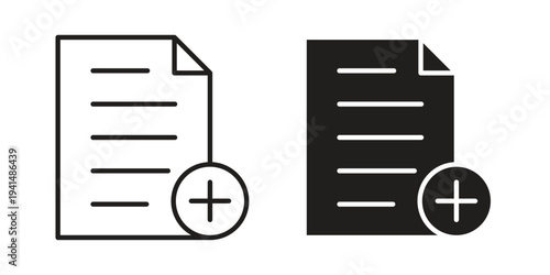 Add document icon simple outline style. Editable stroke EPS 10