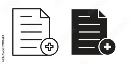 Add document icon simple outline style. Editable stroke EPS 10