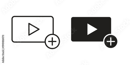 Add video icon simple outline style. Editable stroke EPS 10